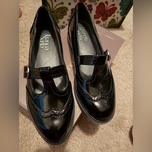 Franco Sarto Black Patent Leather Brogue Mary Janes